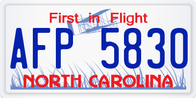 NC license plate AFP5830