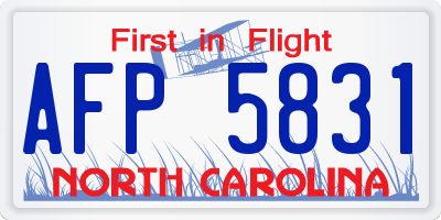 NC license plate AFP5831