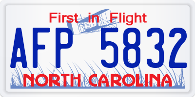 NC license plate AFP5832