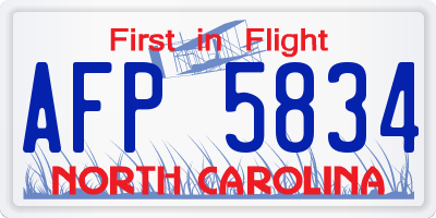 NC license plate AFP5834