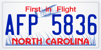 NC license plate AFP5836