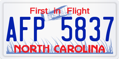 NC license plate AFP5837