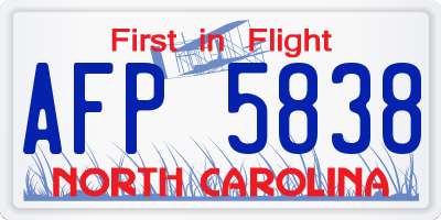 NC license plate AFP5838