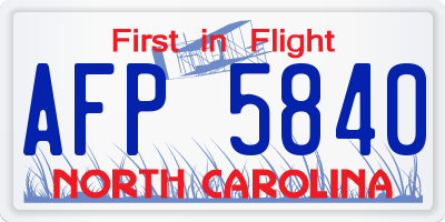 NC license plate AFP5840