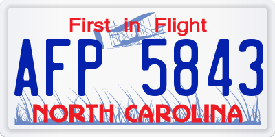 NC license plate AFP5843