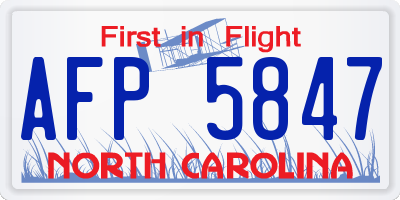 NC license plate AFP5847