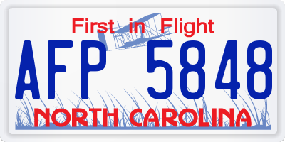 NC license plate AFP5848