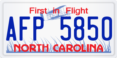 NC license plate AFP5850