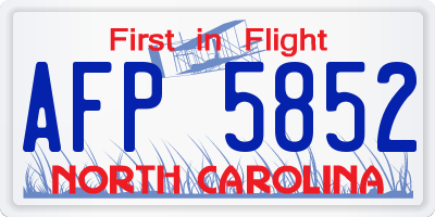 NC license plate AFP5852