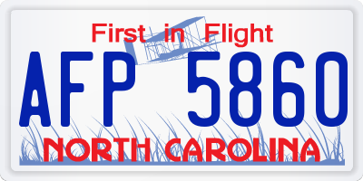 NC license plate AFP5860