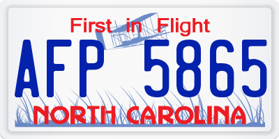 NC license plate AFP5865