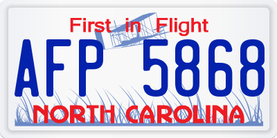 NC license plate AFP5868