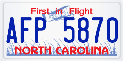NC license plate AFP5870
