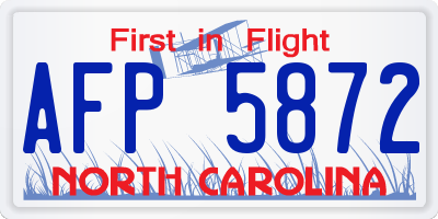 NC license plate AFP5872