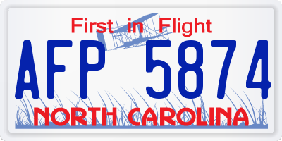 NC license plate AFP5874