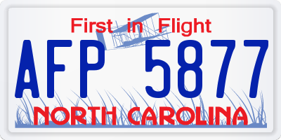 NC license plate AFP5877