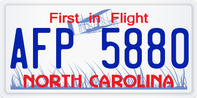 NC license plate AFP5880
