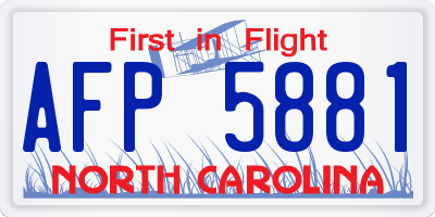 NC license plate AFP5881