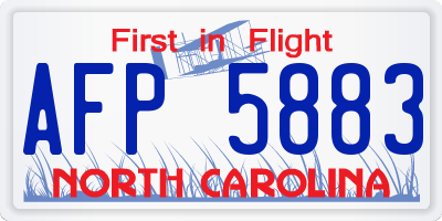NC license plate AFP5883