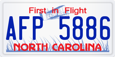 NC license plate AFP5886