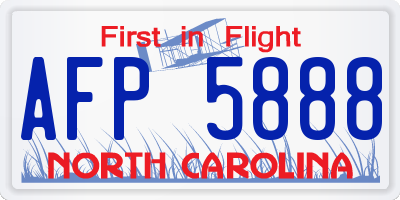 NC license plate AFP5888