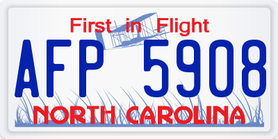 NC license plate AFP5908