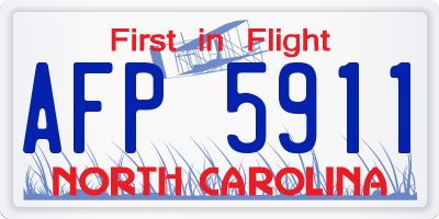 NC license plate AFP5911
