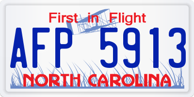 NC license plate AFP5913