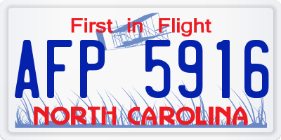 NC license plate AFP5916