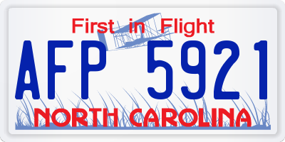 NC license plate AFP5921