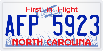 NC license plate AFP5923