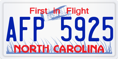 NC license plate AFP5925
