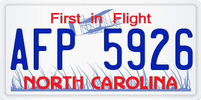 NC license plate AFP5926