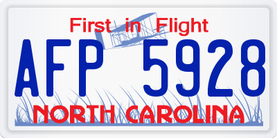 NC license plate AFP5928