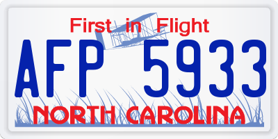 NC license plate AFP5933