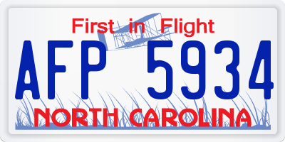 NC license plate AFP5934