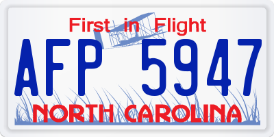 NC license plate AFP5947