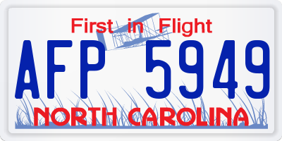NC license plate AFP5949