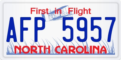 NC license plate AFP5957