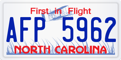 NC license plate AFP5962