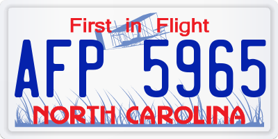 NC license plate AFP5965