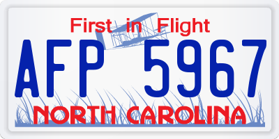 NC license plate AFP5967