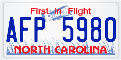 NC license plate AFP5980