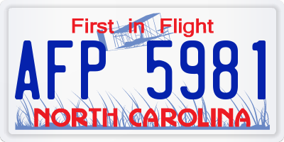NC license plate AFP5981