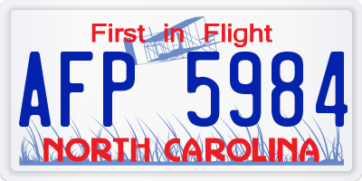 NC license plate AFP5984