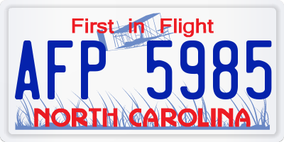 NC license plate AFP5985