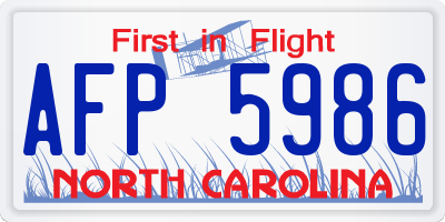 NC license plate AFP5986
