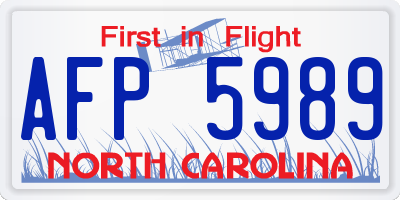 NC license plate AFP5989