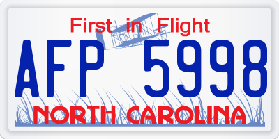 NC license plate AFP5998