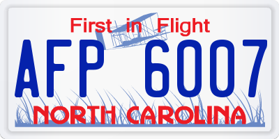 NC license plate AFP6007